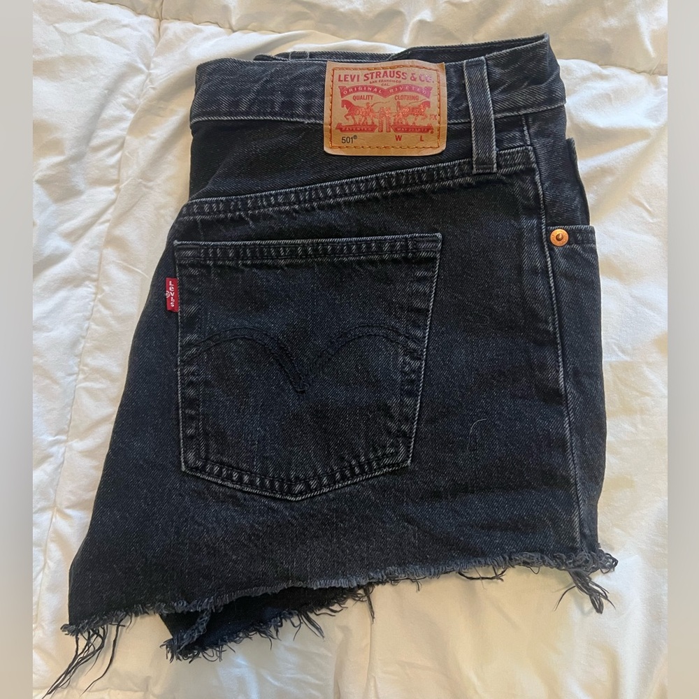 Levi's Black Denim 501 High Rise Shorts